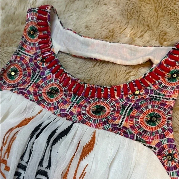 Anthropologie Embroidered Tank Top - White and Orange - Picture 8 of 10